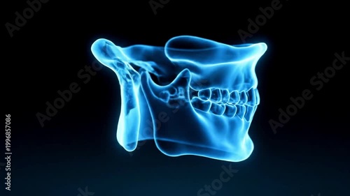 Blue X Ray Of Human Jaw And Teeth Anatomy