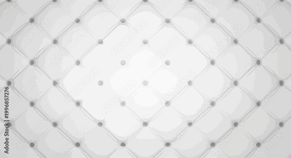 Fototapeta premium Luxurious white leather or fabric tufted background featuring a classic diamond pattern with deep buttoning, creating an elegant and sophisticated textured surface for high-end designs