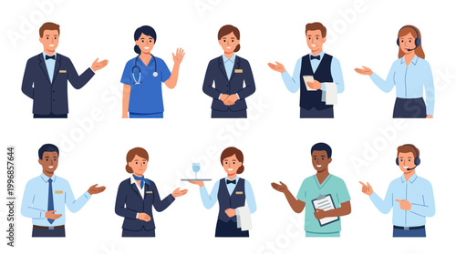 Diverse Professionals Offering Services: Business, Medical, Hospitality, Call Center