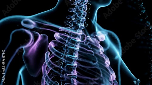 Human Anatomy Skeleton Rib Cage Spine Medical Health Digital Art
