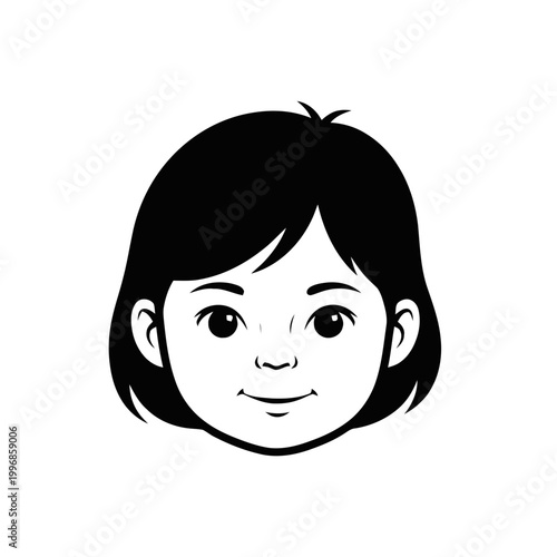Smiling little girl with short hair.