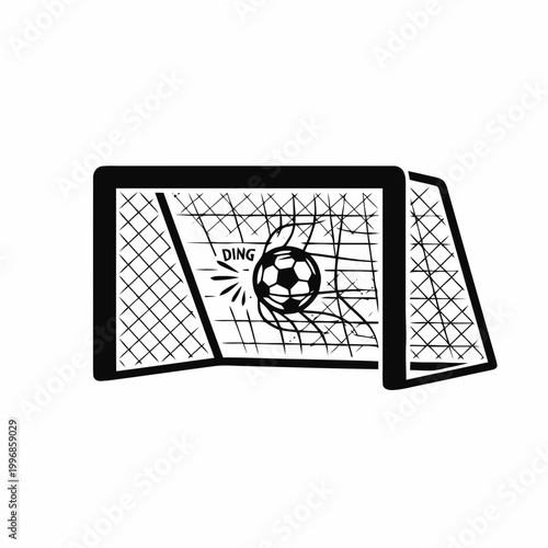 Soccer goal net with ball.