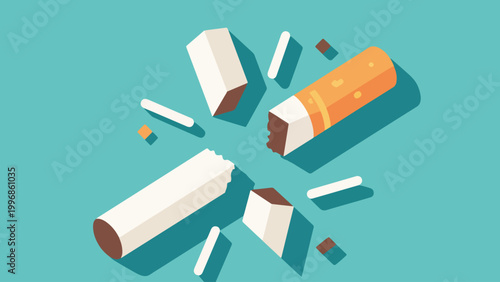 Illustration Of A Broken Cigarette Vector Design Template