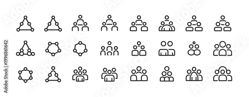 Teamwork and collaboration icons representing organizational structure and group dynamics