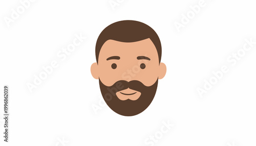 Cartoon Man with Beard Illustration.