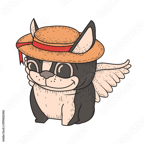 French bulldog with straw hat