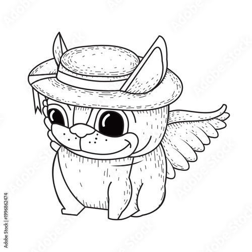 French bulldog with straw hat