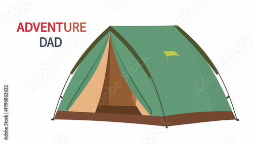 Green Camping Tent with Open Entrance.