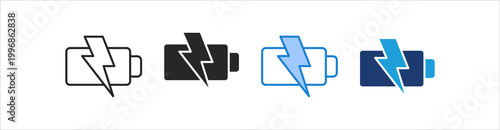Charging Icon Set Multiple Style Vector Collection