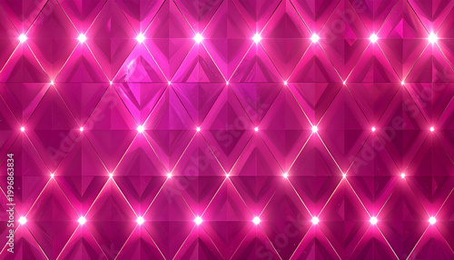 Vibrant Pink Diamond Pattern with Sparkling Lights Background.