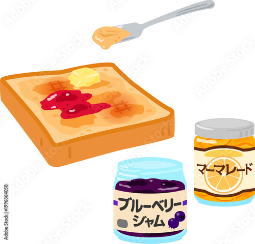 バターやジャムを塗ったトースト