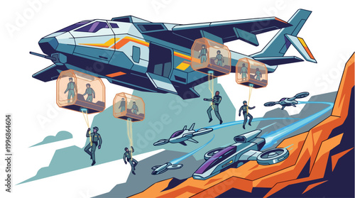 Futuristic Airborne Deployment of Specialized Workers with Advanced Aircraft and Personal Flight Devices for Industrial Operations