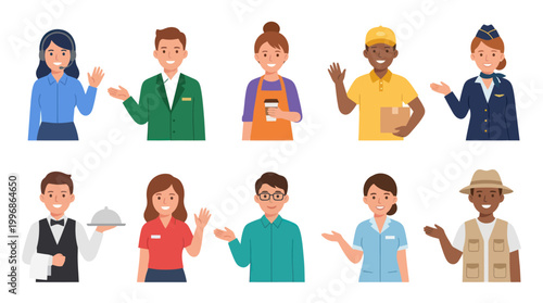 Diverse Professionals Vector Icons Set Flat Design