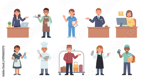 Diverse professions in flat design vector style