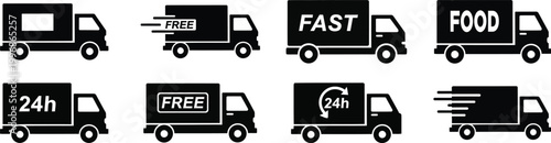 Delivery truck icons fast free and 24 7 service options