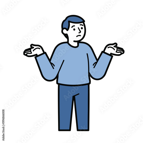 Confused man shrugging shoulders with open hands expressing uncertainty or lack of knowledge