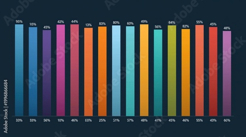 Multicolored vertical bar chart displaying percentage data