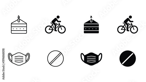 Visual symbols depicting prohibited and allowed activities during celebrations