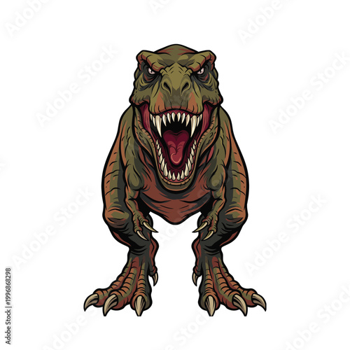 Front View Roaring T Rex Dinosaur Mascot