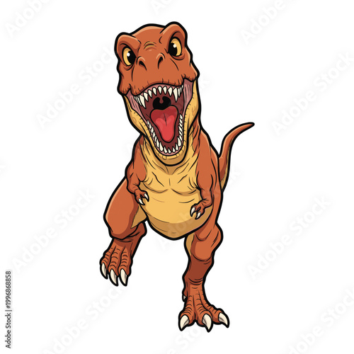 Roaring Brown Tyrannosaurus Rex Mascot Illustration