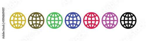 Globe icons in various colors for global representation