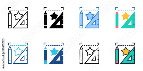 Brand guidelines icons set multiple style collection. Editable stroke 
