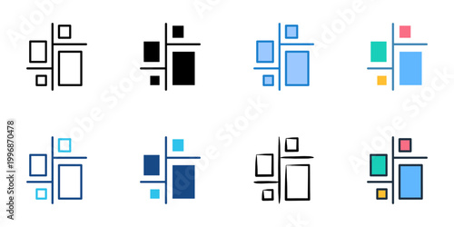 Style guide icons set multiple style collection. Editable stroke 
