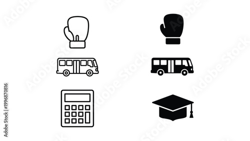 Four icons representing different life paths and professions