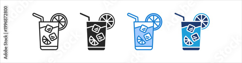 Cocktail Icon Set Multiple Style Vector Collection