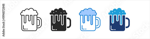 Beer Mug Icon Set Multiple Style Vector Collection