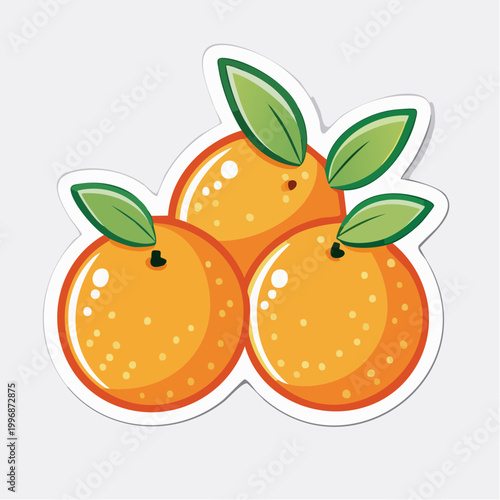 Three cartoon oranges with green leaves