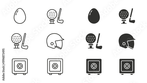 Visual representation of golf and football equipment and targets