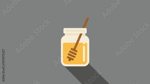 Illustration Of Honey Jar And Ladle Vector Design Template