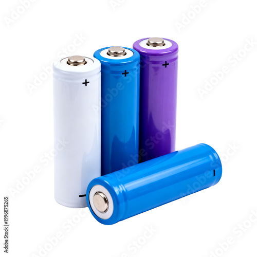 [Transparent Background PNG]Assortment of AA Size Batteries in Colors