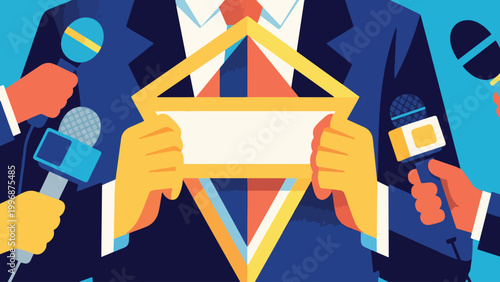 Illustration Of A Journalist Protecting The Truth Vector Design Template