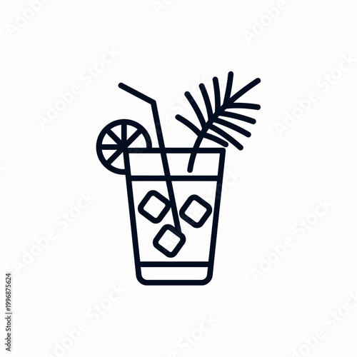 Refreshing summer cocktail with straw.