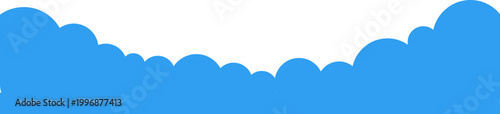 Simple clouds divider web site separator set. Fluffy curve edge header section. Blue border for banner, frame bottom, template.