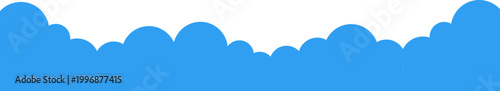 Simple clouds divider web site separator set. Fluffy curve edge header section. Blue border for banner, frame bottom, template.