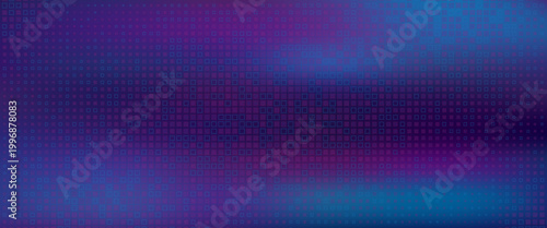Purple abstract pixel texture bg video screen. Tv pattern background with square noise effect. Futuristic broadcast neon gradient banner for television. Modern vhs led static display element