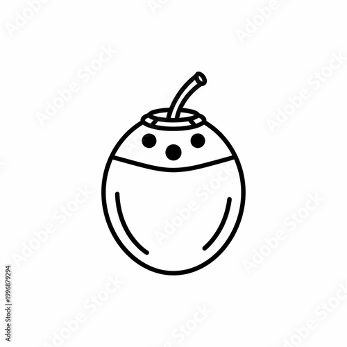 Coconut with straw and dots.