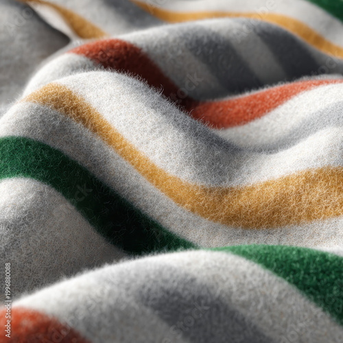 A close-up view of a textured fabric with colorful stripes on transparent background