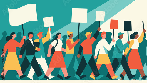 Illustration Of People Marching For Workers Rights Vector Design Template
