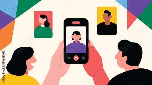 Illustration Of People Making A Video Call Vector Design Template
