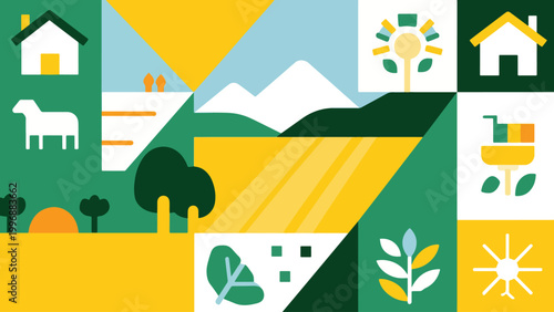 Illustration Of Rural Development Icon Vector Design Template