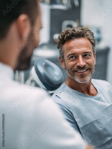 Smiling Mature Patient at Dental Clinic During Checkup