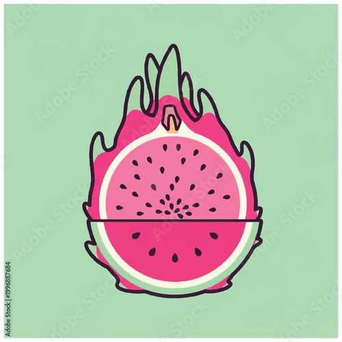 Pink Dragon Fruit Cut in Half.