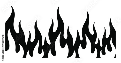 Black and White Stylized Flame Border