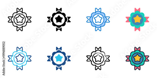 Brand mark icons set multiple style collection. Editable stroke 

