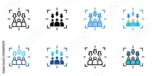 Target audience icons set multiple style collection. Editable stroke 
