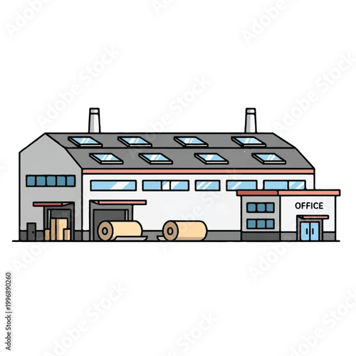 Industrial factory building with office.